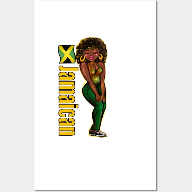 Womens Jamaican black girl woman cute funny Reggae Rasta Jamaica Wall Art by Artonmytee